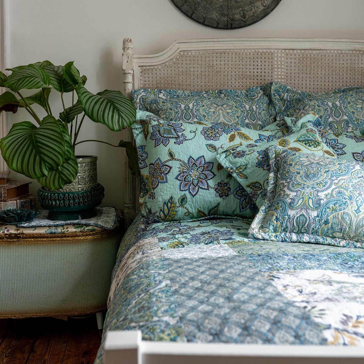 Cordelia Duck Egg Patchwork Bedspread PRE - ORDER - Forever England