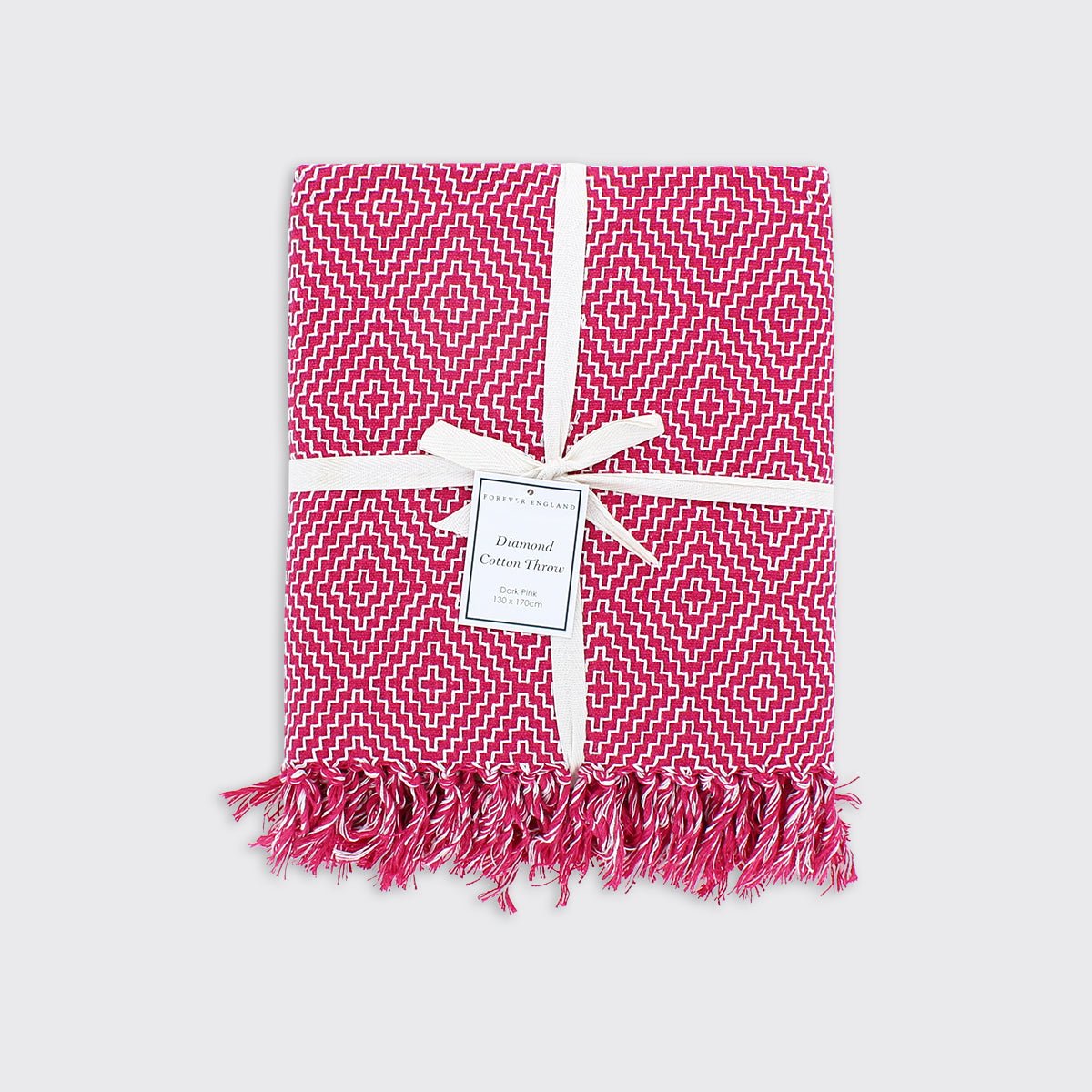 Diamond Cotton Throw - Dark Pink - Forever England