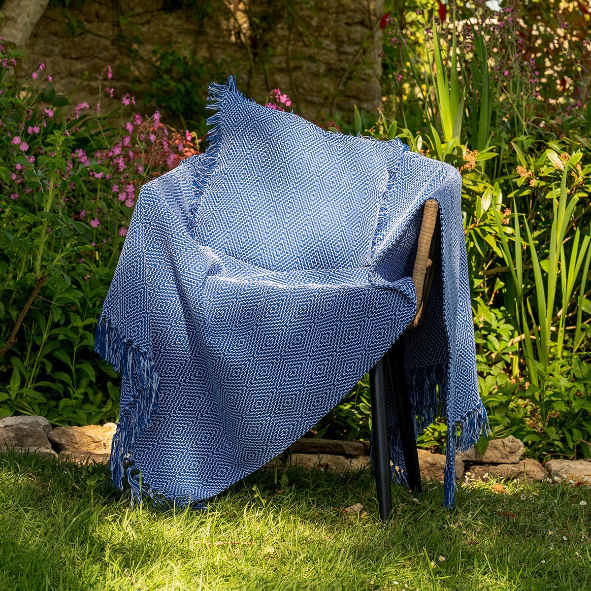 Diamond Cotton Throw - Royal Blue - Forever England