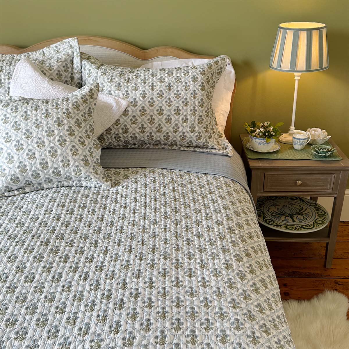 Eversley Garden Bedspread - Pale Blue - Forever England