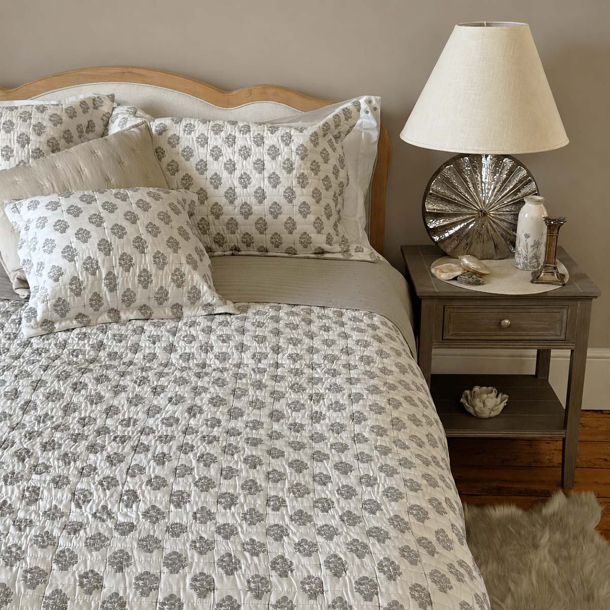 Eversley Garden Bedspread - Stone - Forever England