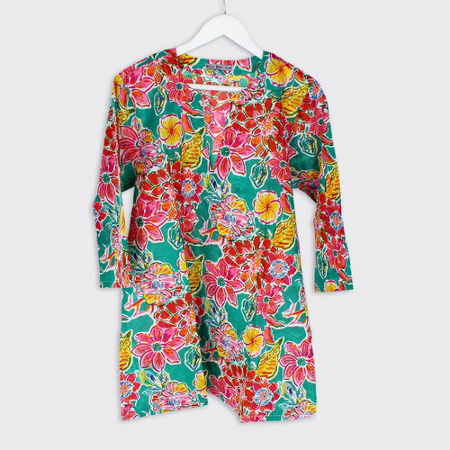 Greta Teal Floral Tunic - Forever England