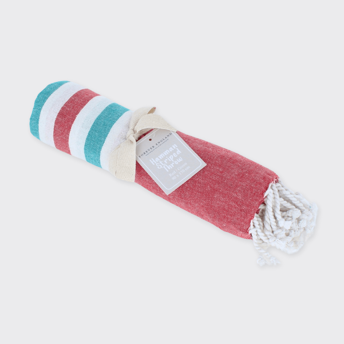 Hammam Striped Towel /Throw - Red/Green - Forever England