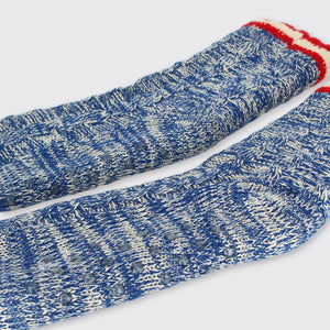 Hector Mens Cable Knit Slipper Socks- Blue