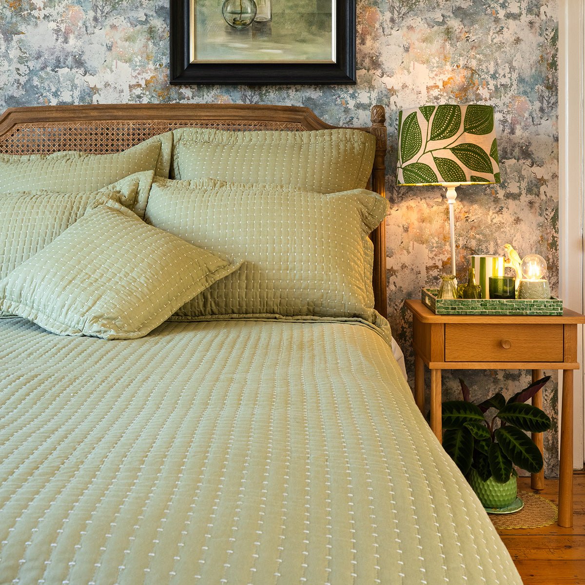 Melbury Olive Green Bedspread - Forever England