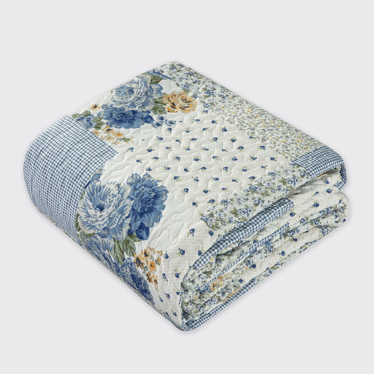 Melissa Blue Patchwork Bedspread - Forever England