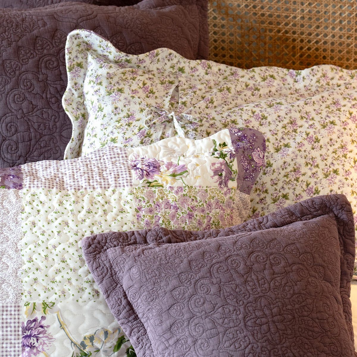 Melissa Lilac Patchwork Bedspread - Forever England