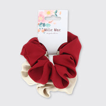 Load image into Gallery viewer, Set of Two Satin Scrunchies- Gold/Red