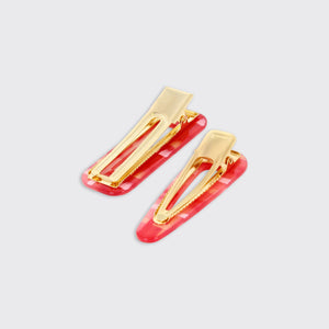 Serenity Set of 2 Hairclips- Red - Forever England