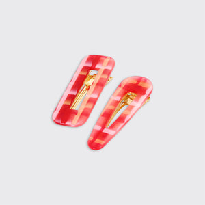 Serenity Set of 2 Hairclips- Red