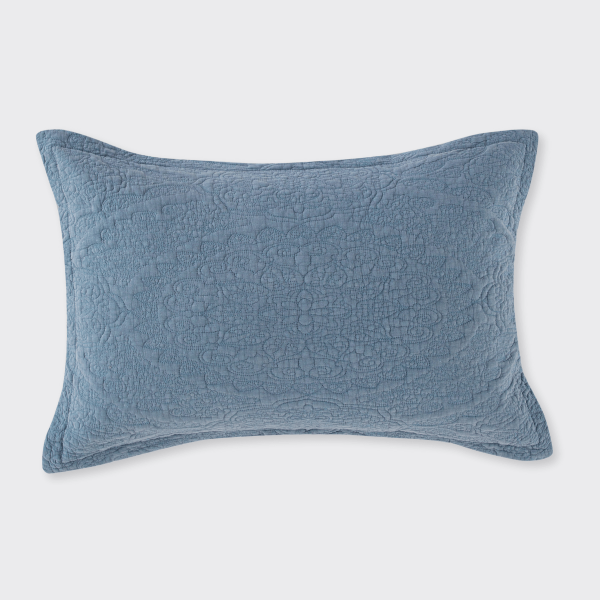 Stonewash Cotton Cornflower Blue Standard Pillowsham - Forever England