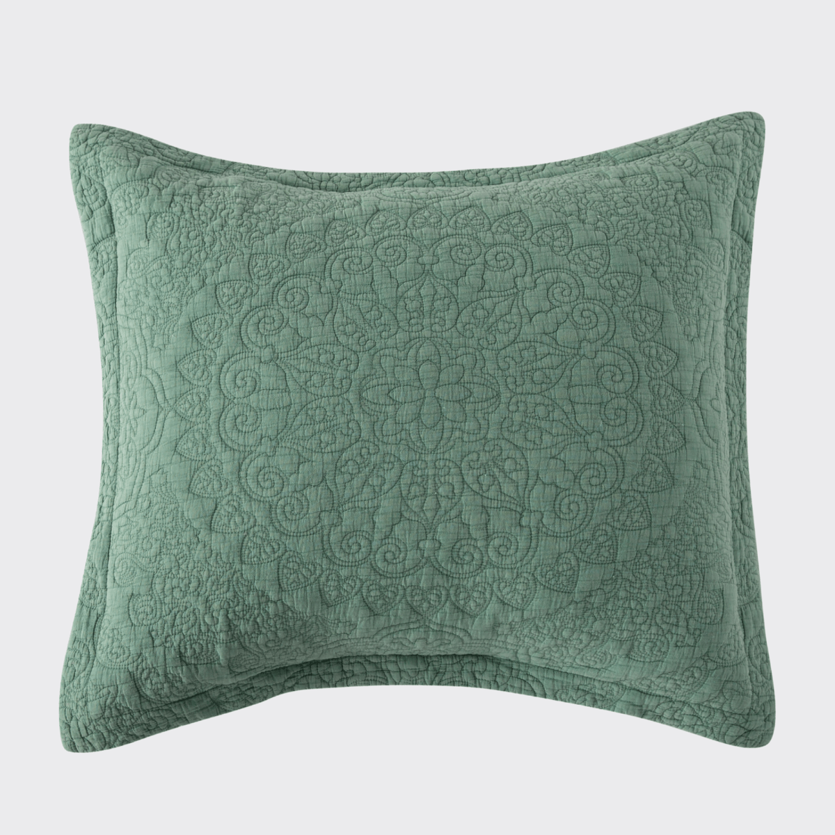 Stonewash Cotton Sage Green Continental Pillowsham - Forever England