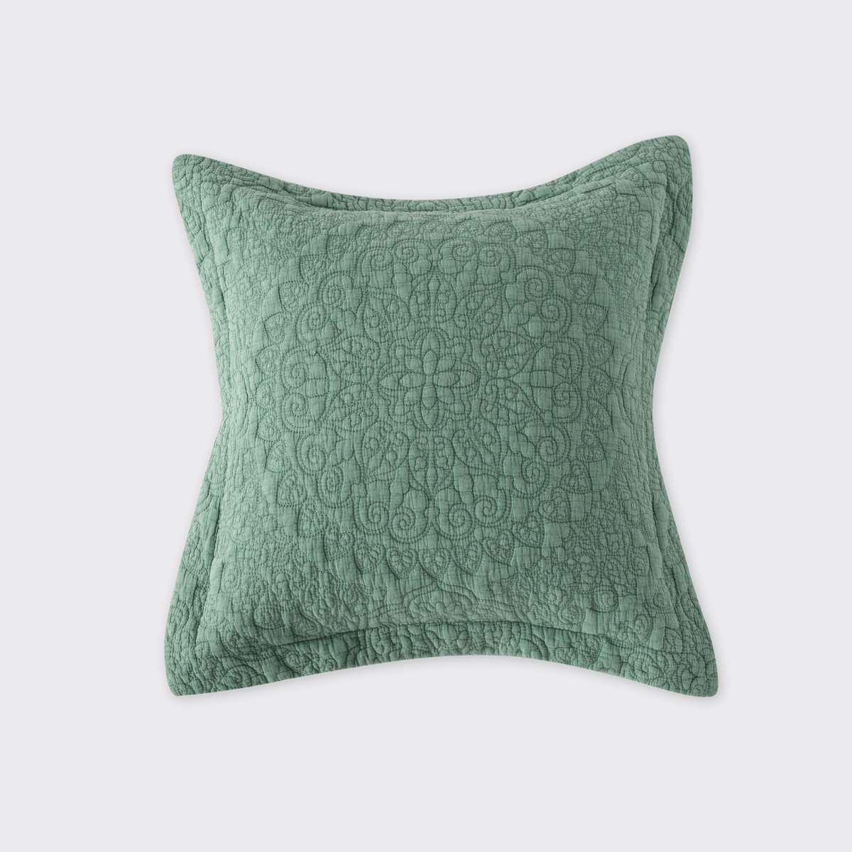 Stonewash Cotton Sage Green Cushion Complete - Forever England