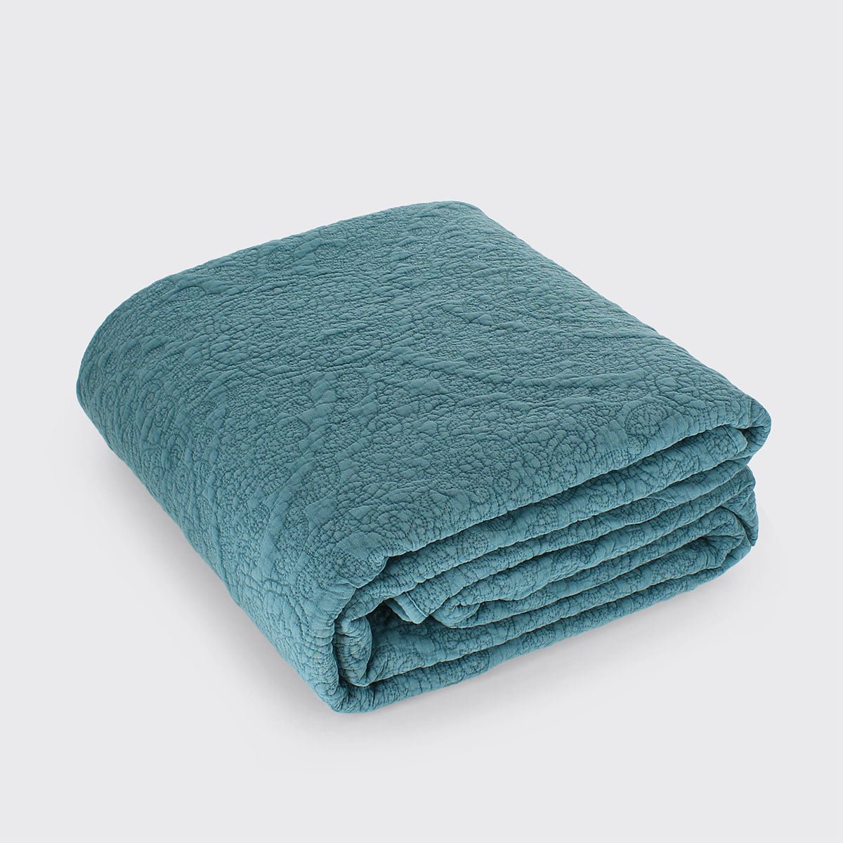 Stonewash Cotton Teal Blue Bedspread - Forever England