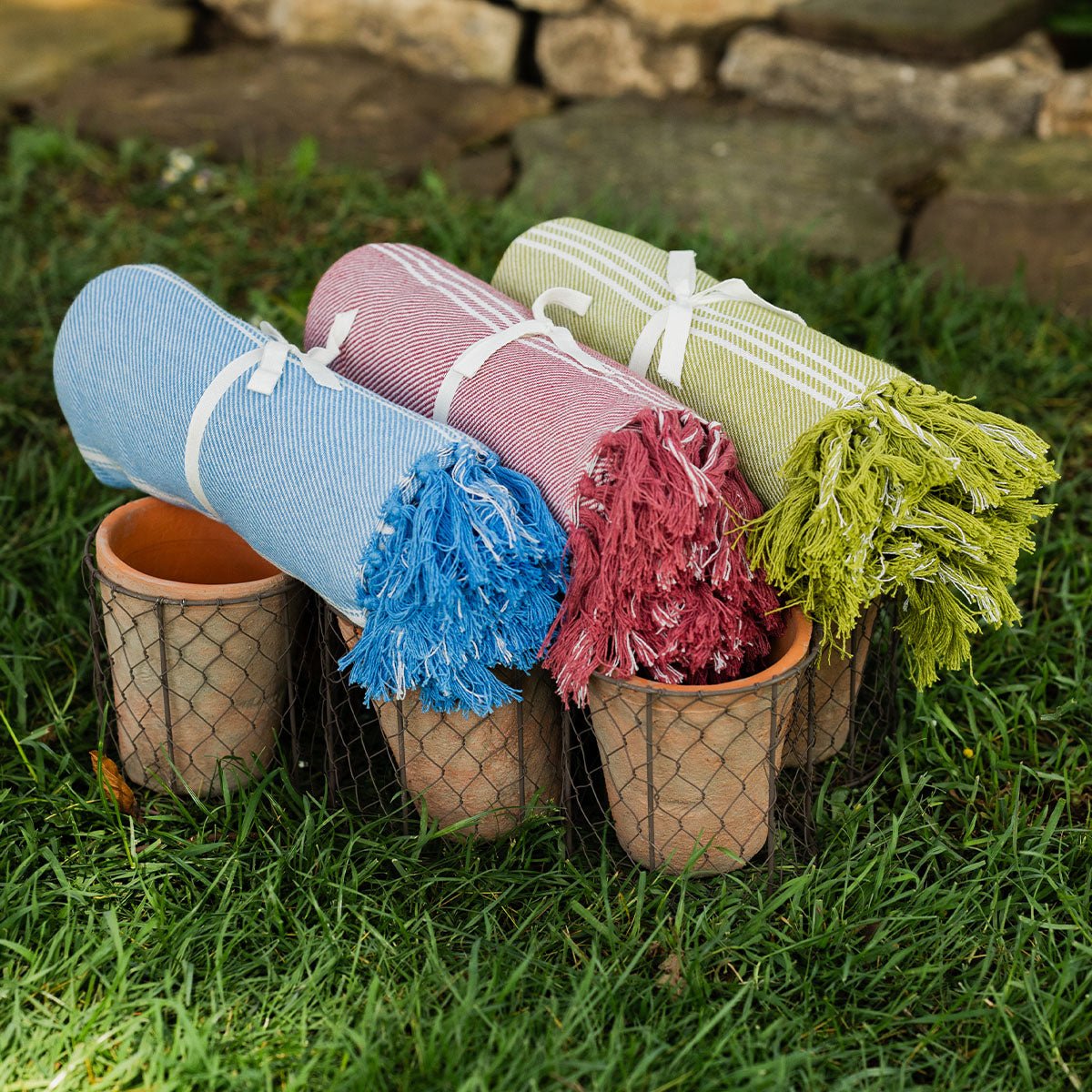 Striped Cotton Throw - Pistachio - Forever England