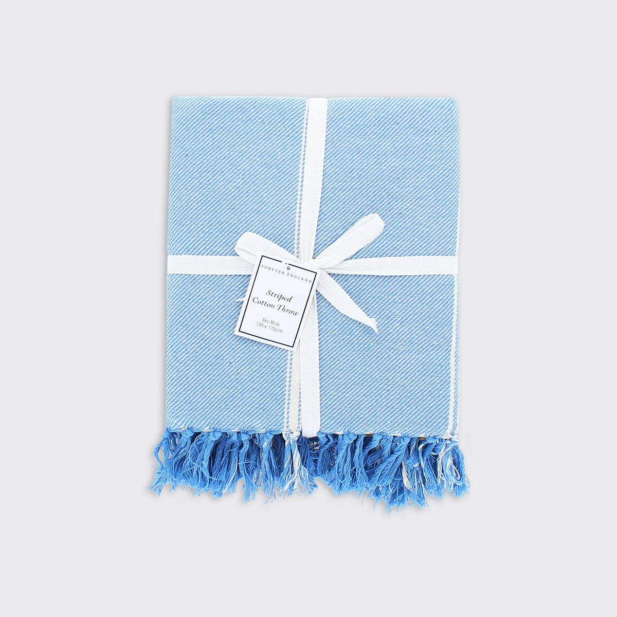 Striped Cotton Throw - Sky Blue - Forever England