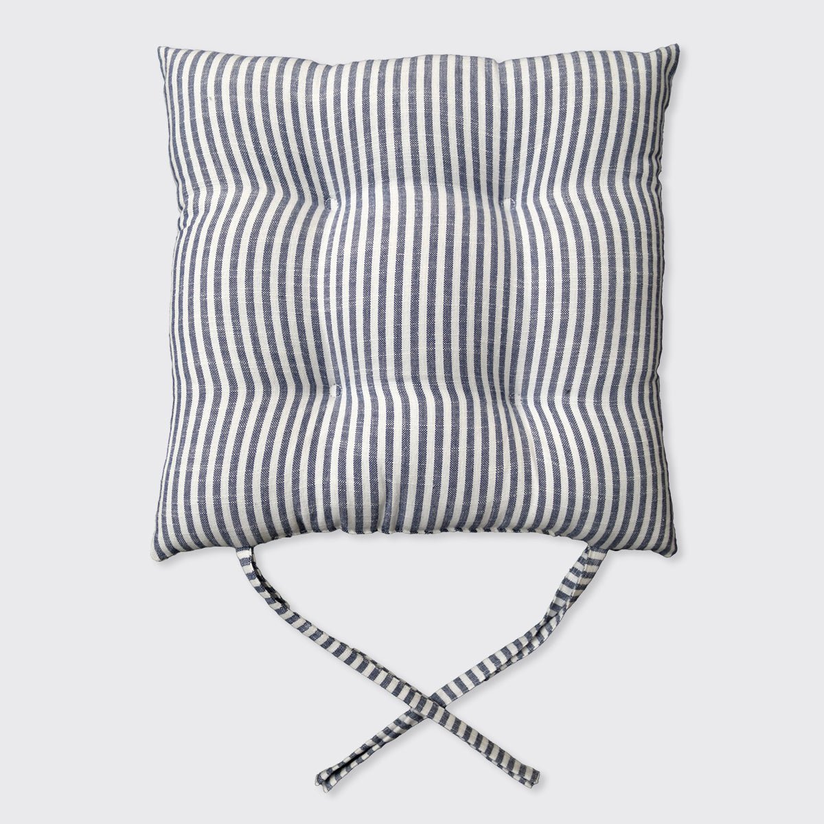 Vintage Stripe Seat Cushion with Ties - Blue - 40 x 40cm - Forever England