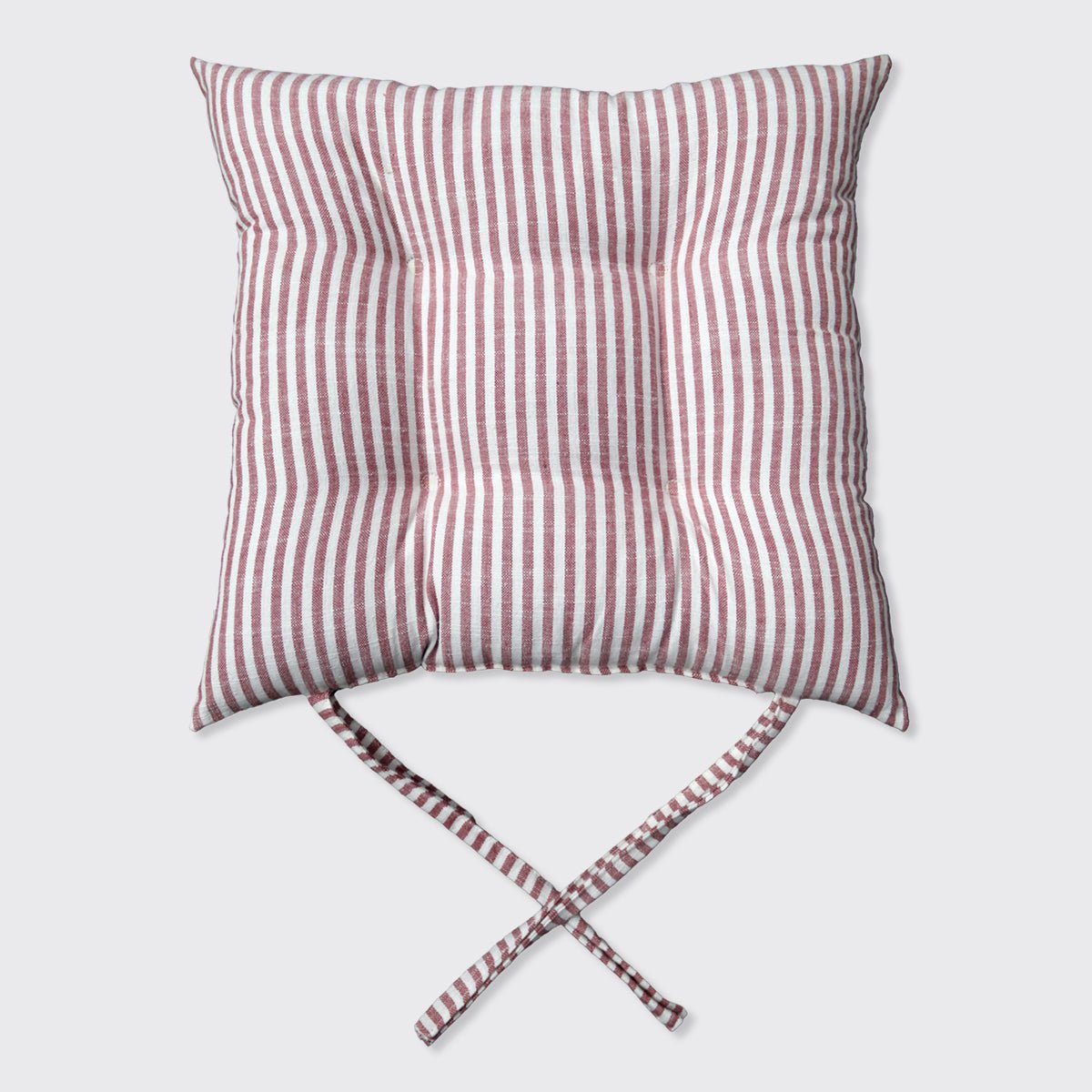 Vintage Stripe Seat Cushion with Ties - Earthy Pink - 40 x 40cm - Forever England