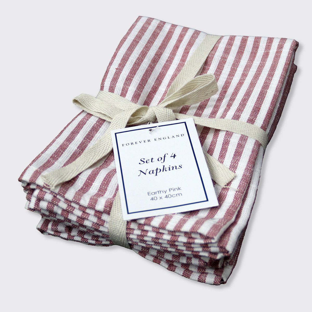 Vintage Stripe Set of 4 Napkins - Earthy Pink - 40 x 40cm - Forever England