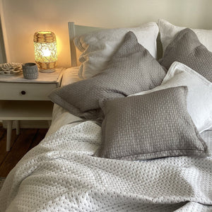 Charmouth Grey White Bedspread - Forever England