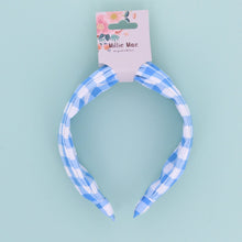 Load image into Gallery viewer, Gingham Wide Headband- Blue - Forever England