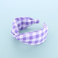 Load image into Gallery viewer, Gingham Wide Headband- Purple - Forever England