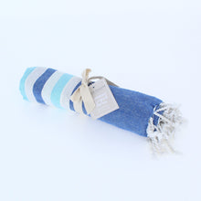 Load image into Gallery viewer, Hammam Striped Towel /Throw- Mixed Blue - Forever England