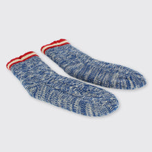 Load image into Gallery viewer, Men&#39;s Cable Knit Slipper Socks Blue Forever England