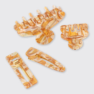 Marble Small Claw Clip- Caramel - Forever England
