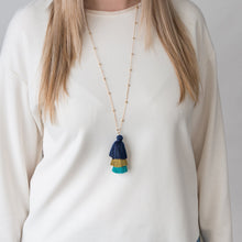 Load image into Gallery viewer, Navy Tassle Necklace - Forever England
