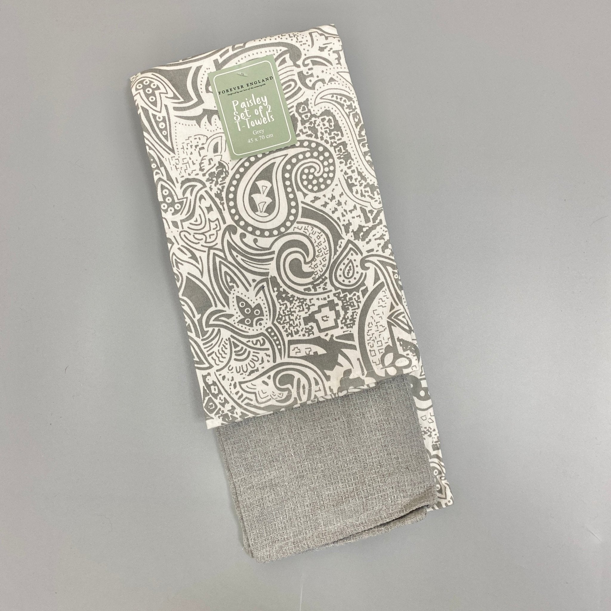 Paisley Grey Set of Two Tea Towels - Forever England