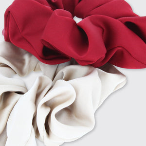 Set of Two Satin Scrunchies- Gold/Red - Forever England