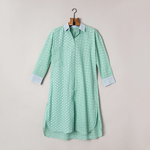 Heather Green Embroidered Shirt