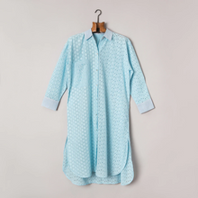 Load image into Gallery viewer, Heather Blue Embroidered Shirt