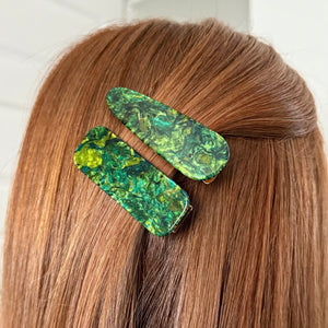 Athena- Set of 2 Hairclips- Green - Forever England