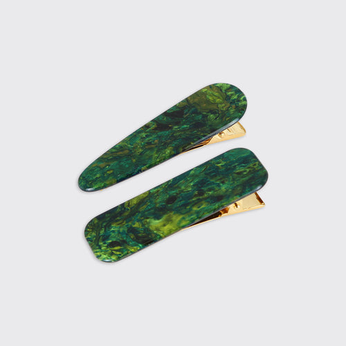 Athena- Set of 2 Hairclips- Green