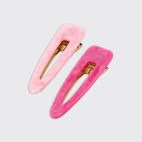 Aura Set of 2 Hairclips- Pink - Forever England