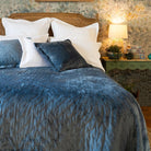 Clara Blue Velvet Bedspread - Forever England