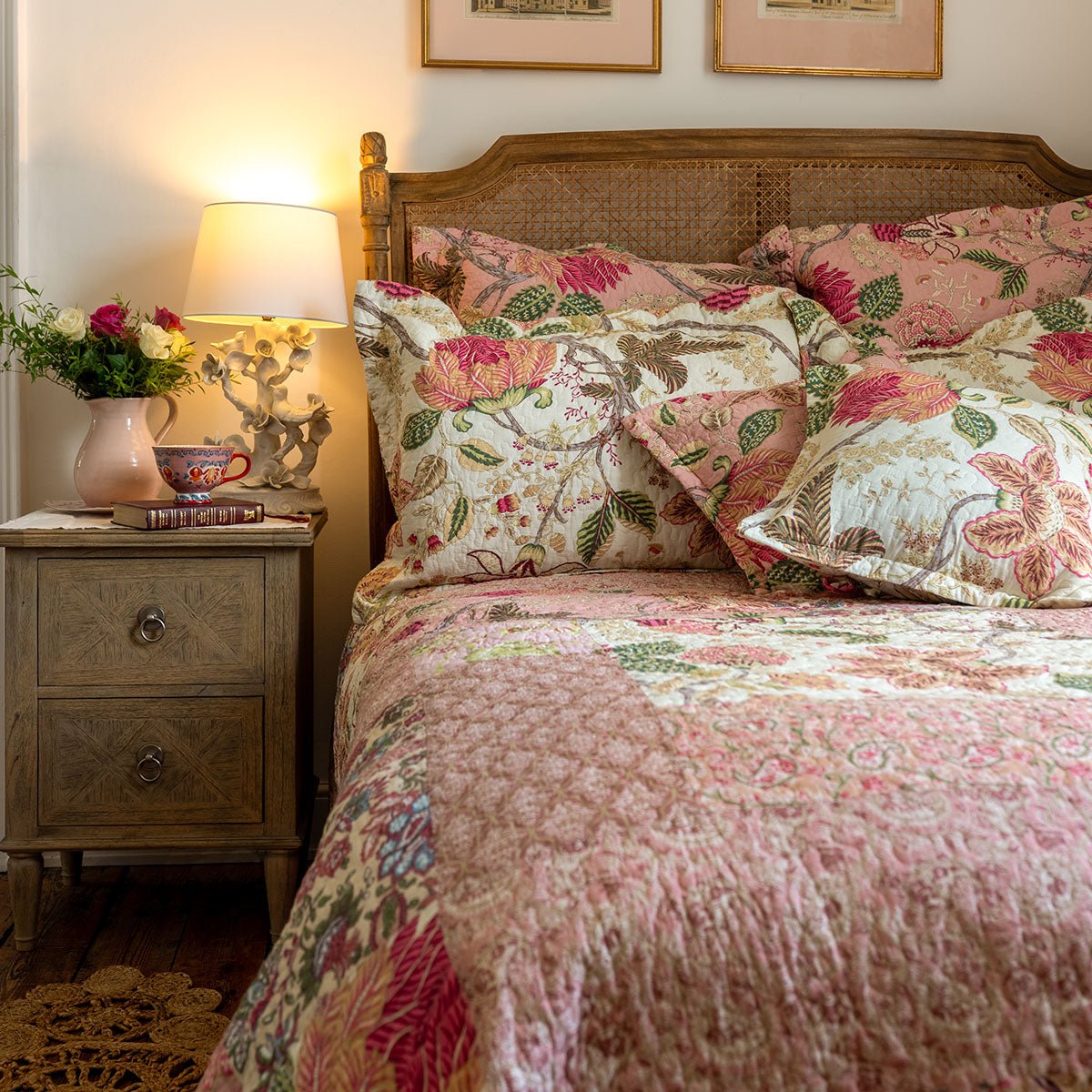 Constance Patchwork Soft Pink Continental Pillowsham - Forever England