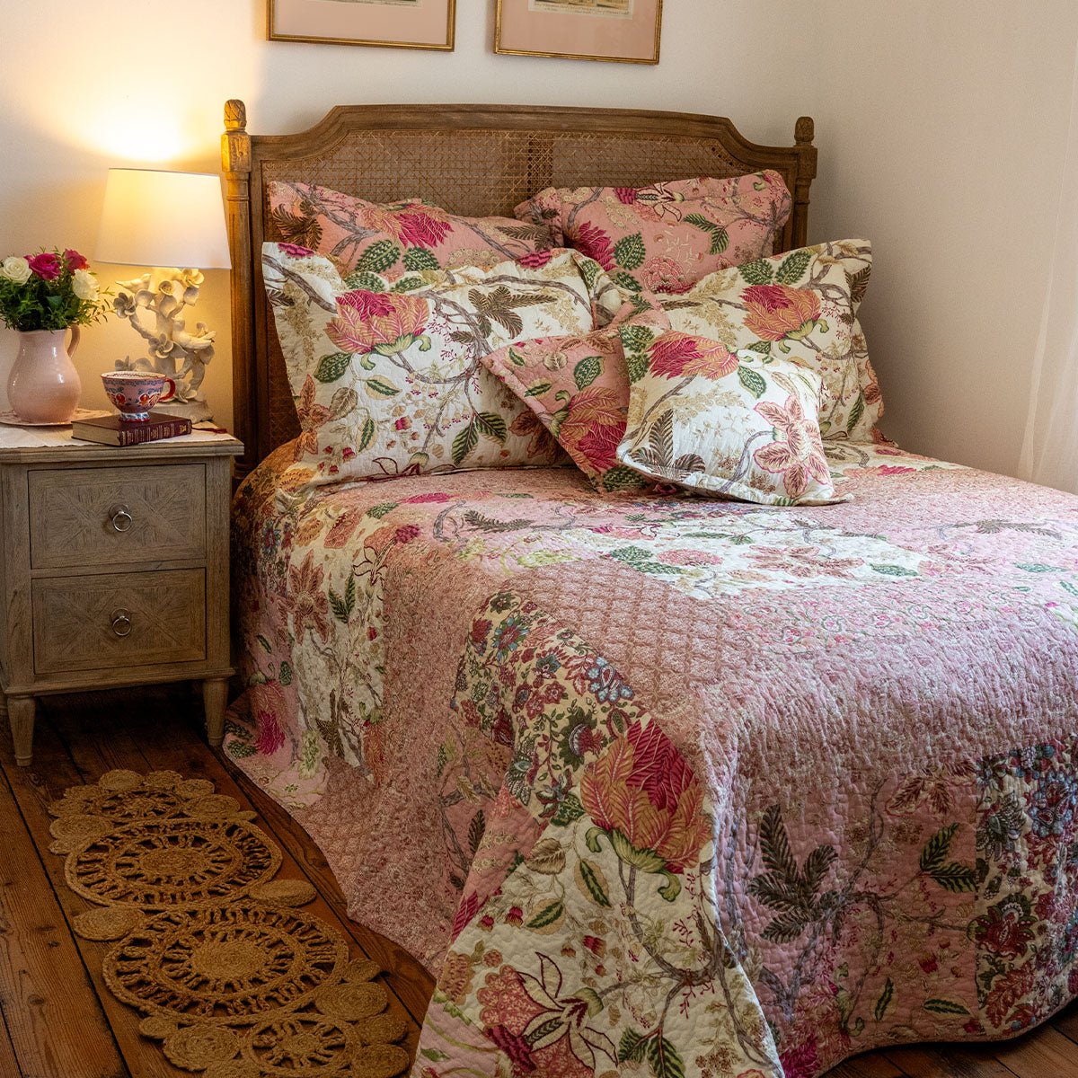 Constance Patchwork Soft Pink Cushion Filled - Forever England