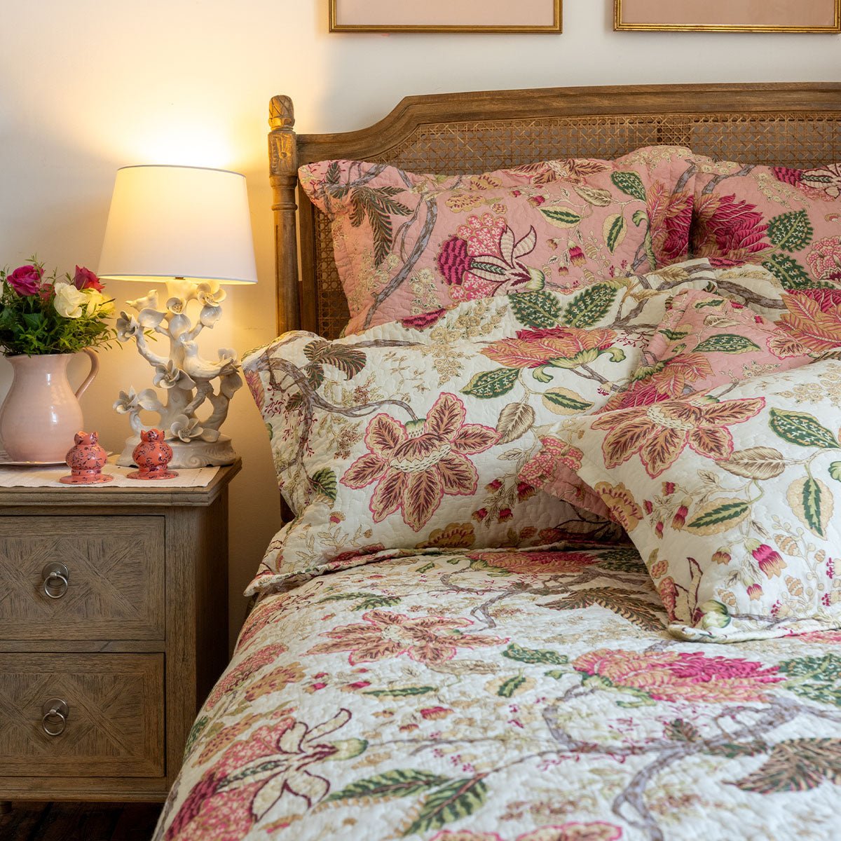 Constance Soft Pink Patchwork Bedspread - Forever England