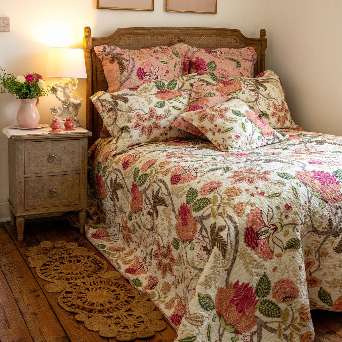 Constance Soft Pink Patchwork Bedspread - Forever England