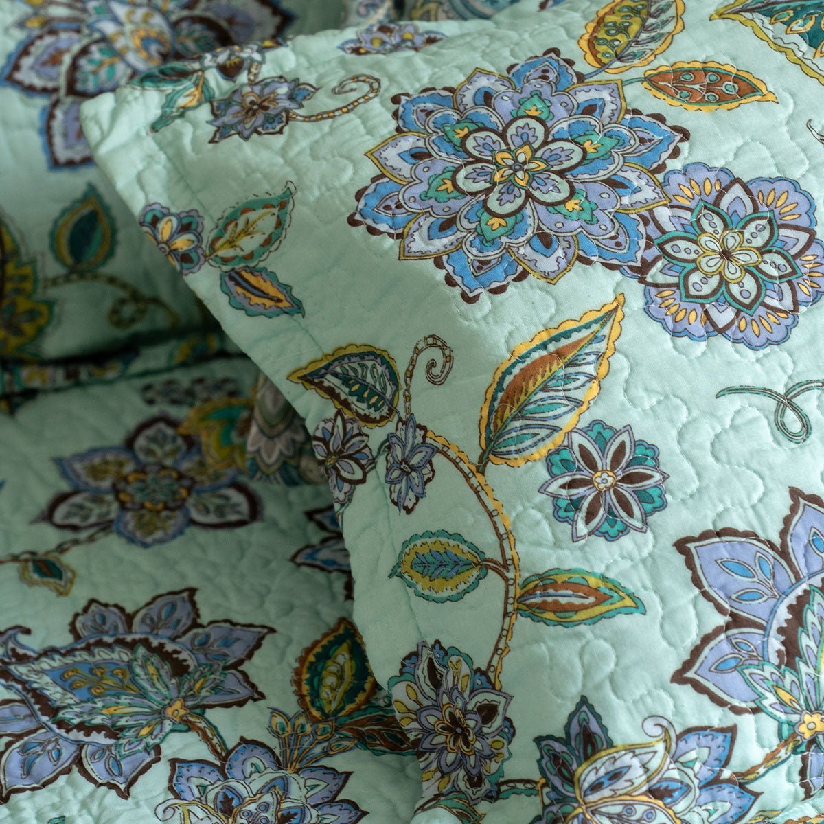 Cordelia Duck Egg Patchwork Bedspread - Forever England