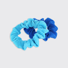 Load image into Gallery viewer, Crinkle Set of 2 Scrunchies- Blue Mix - Forever England