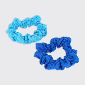 Crinkle Set of 2 Scrunchies- Blue Mix - Forever England