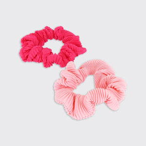 Crinkle Set of 2 Scrunchies- Pink Mix - Forever England