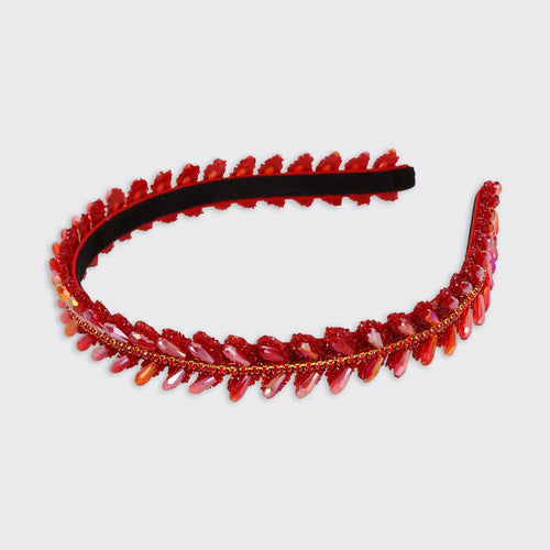 Crystal Teardrop Headband- Red - Forever England