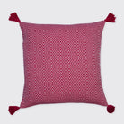 Diamond Cushion Cover with Tassels - Dark Pink - Forever England