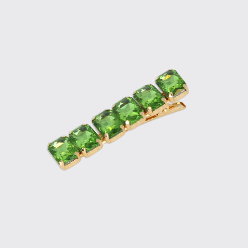 Emerald Jewelled Hairclip- Peridot Green - Forever England