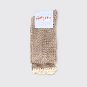 Fine Knit Beige Socks
